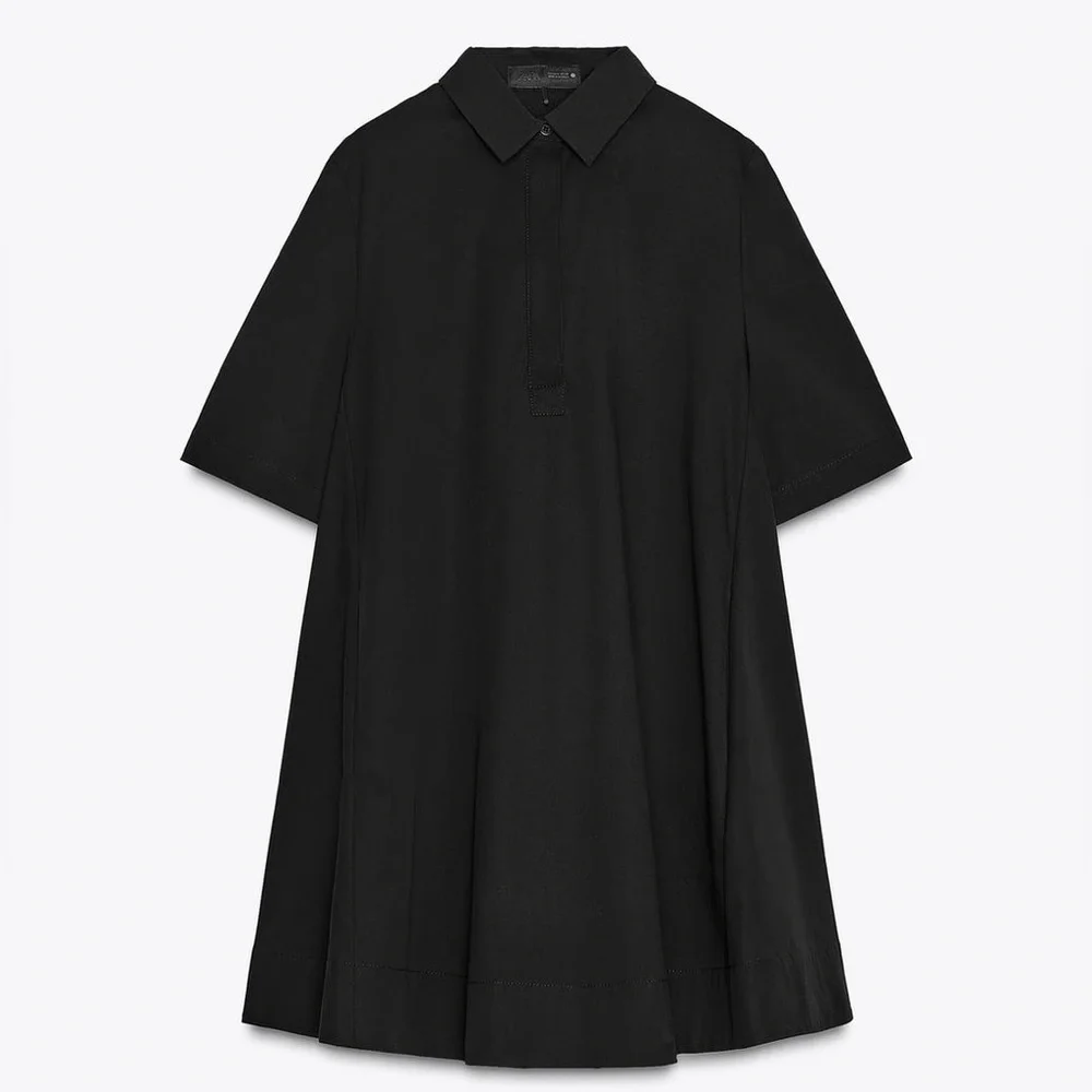 ZARA Short black poplin dress, ZW collection M NWT - Picture 6 of 12